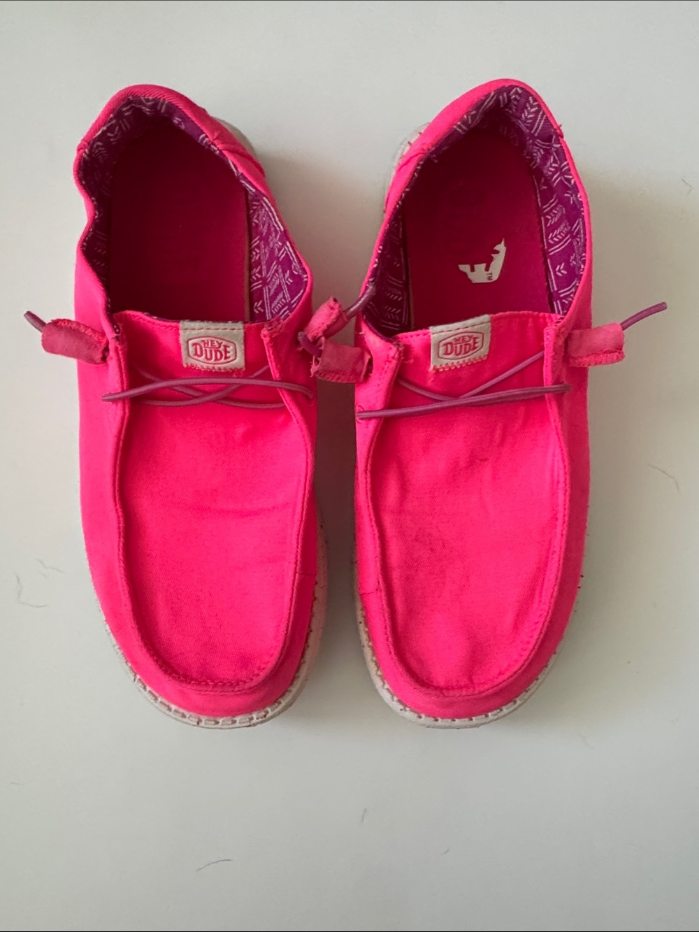 Hey Dude Wendy canvas hot pink shoes